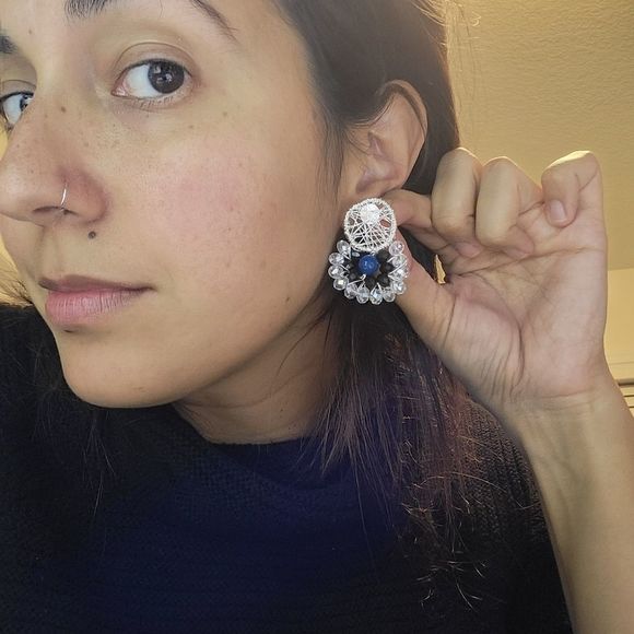 NEW handmade crystal and silver plated earrings - Picture 2 of 5